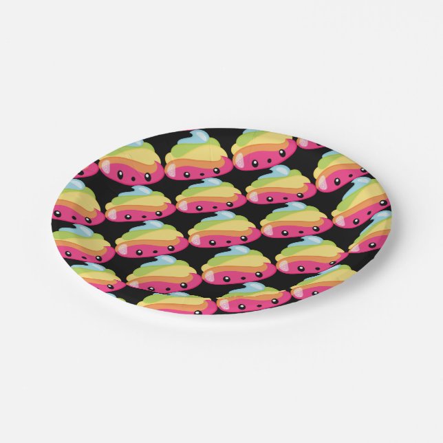 Rainbow Poop Emoji Paper Plate (Angled)