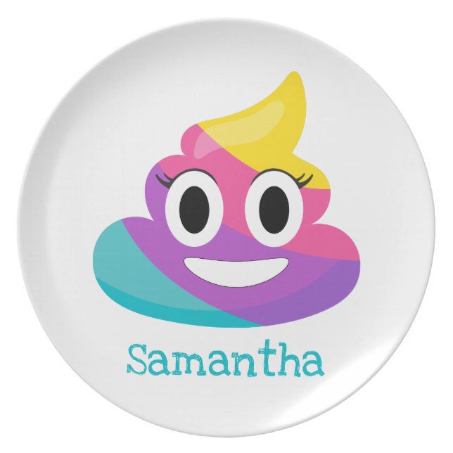 Rainbow Poop Emoji Plate (Front)