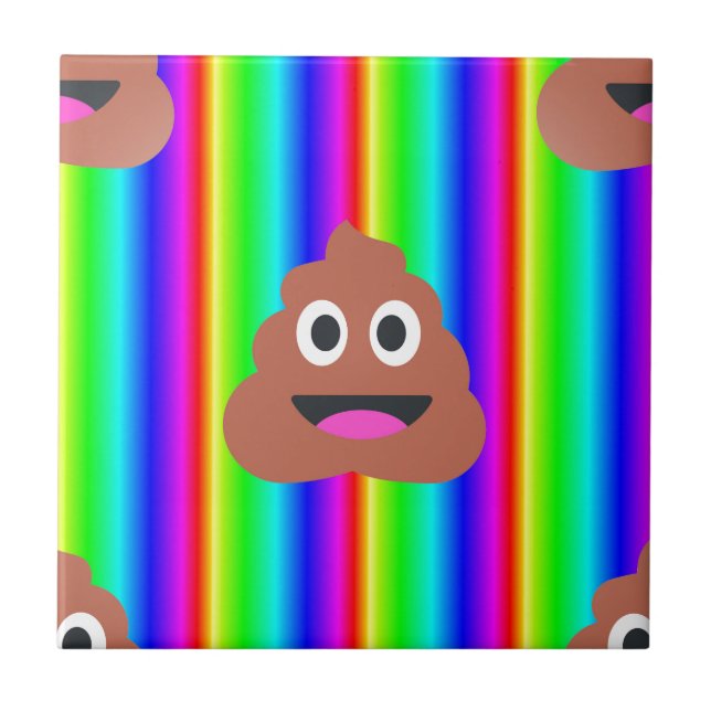 rainbow poop emoji tile (Front)