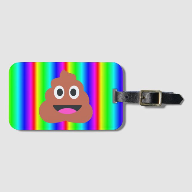 rainbow poop emoji travel luggage bag tag (Front Horizontal)