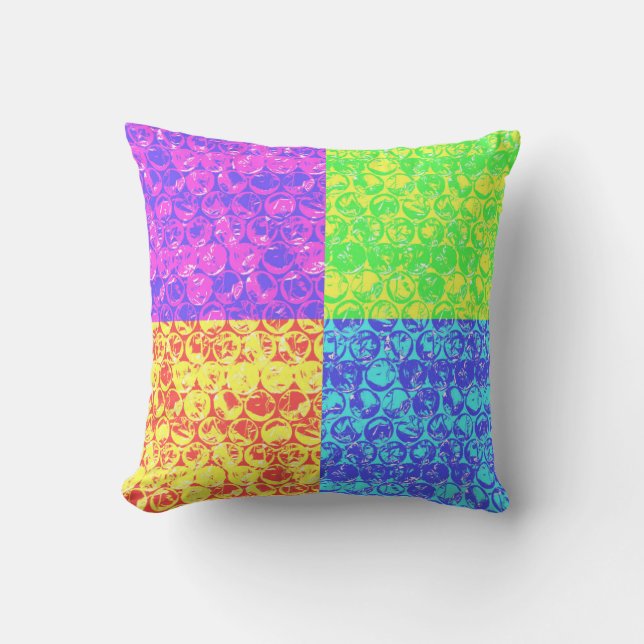 Rainbow pop art bubble wrap cushion (Front)
