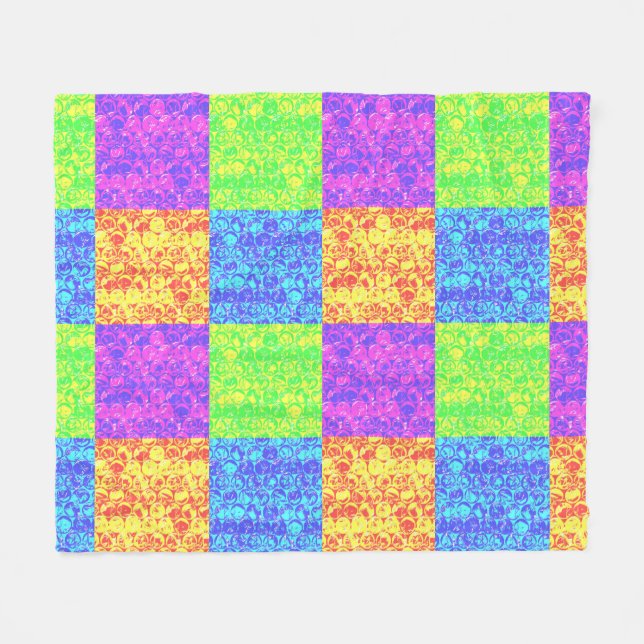 Rainbow pop art bubble wrap fleece blanket (Front (Horizontal))