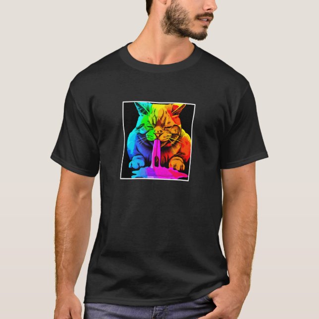 Rainbow pop cat puking T-Shirt (Front)