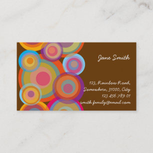 Rainbow Pop Circles Colourful Retro Fun Groovy Business Card