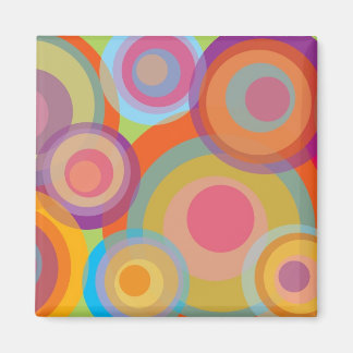 Rainbow Pop Circles Colourful Retro Fun Groovy Chi Magnet