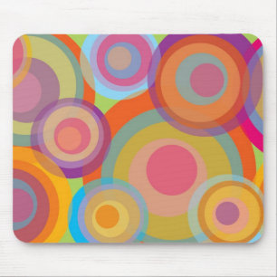 Rainbow Pop Circles Colourful Retro Fun Groovy Mouse Mat
