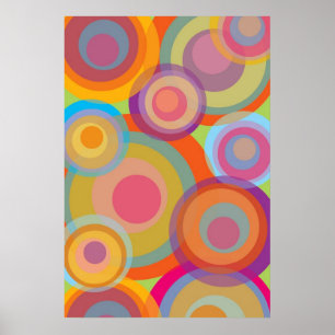 Rainbow Pop Circles Colourful Retro Fun Groovy Poster