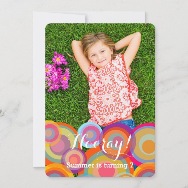 Rainbow Pop Circles Kids Birthday Party Photo Invitation (Front)