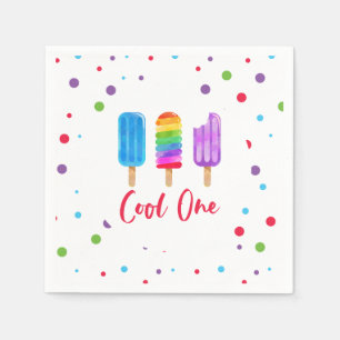Rainbow Pop Cool One 1st Birthday Napkin