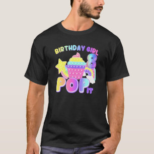 Rainbow Pop It Birthday Girl 8 Year Old 8th Birthd T-Shirt
