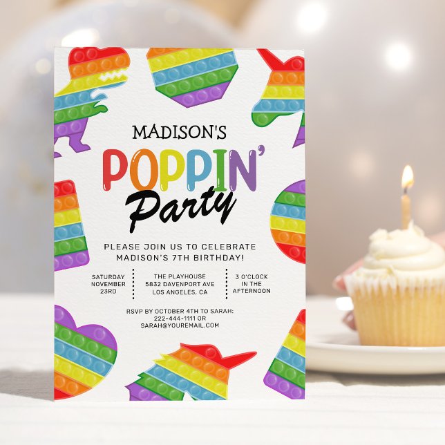 Rainbow Pop It Birthday Party Invitation (Creator Uploaded)