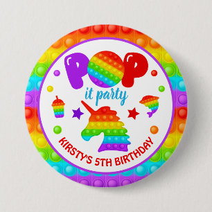 Rainbow Pop It Fidget Toy Birthday Party 7.5 Cm Round Badge