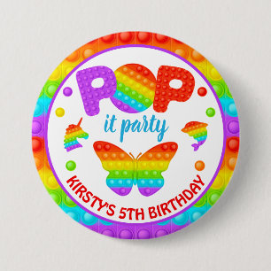 Rainbow Pop It Fidget Toy Birthday Party 7.5 Cm Round Badge
