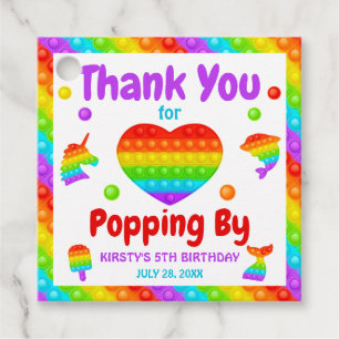 Rainbow Pop It Fidget Toy Birthday Party Favour Tags