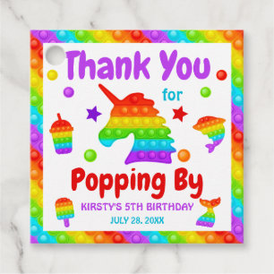Rainbow Pop It Fidget Toy Birthday Party Favour Tags