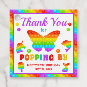 Rainbow Pop It Fidget Toy Birthday Party Favour Tags