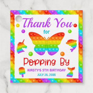 Rainbow Pop It Fidget Toy Birthday Party Favour Tags