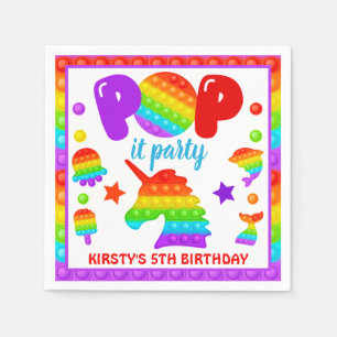 Rainbow Pop It Fidget Toy Birthday Party Napkin