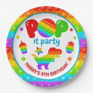 Rainbow Pop It Fidget Toy Birthday Party Paper Plate