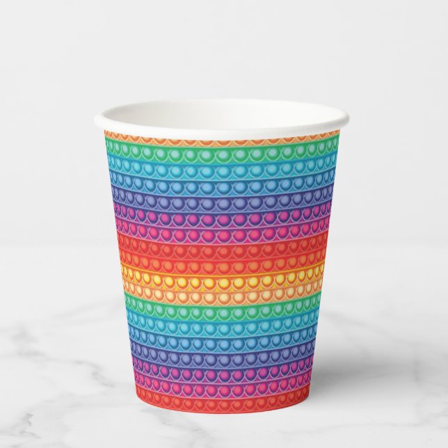 Rainbow Pop It Fidget Toy Pattern   Paper Cups (Front)