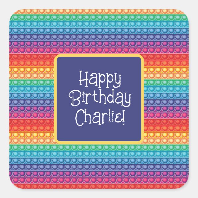 Rainbow Pop It Fidget Toy Pattern Personalised   Square Sticker (Front)