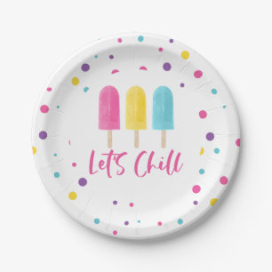 Rainbow Pop Let's Chill Birthday Paper Plate