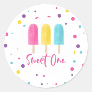 Rainbow Pop Sweet One 1st Birthday Classic Round Sticker