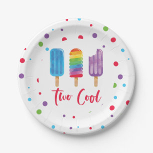 Rainbow Pop Two Cool 2nd Birthday Paper Plate