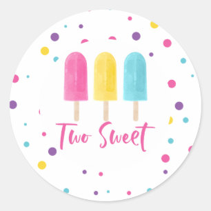Rainbow Pop Two Sweet 2nd Birthday Classic Round Sticker
