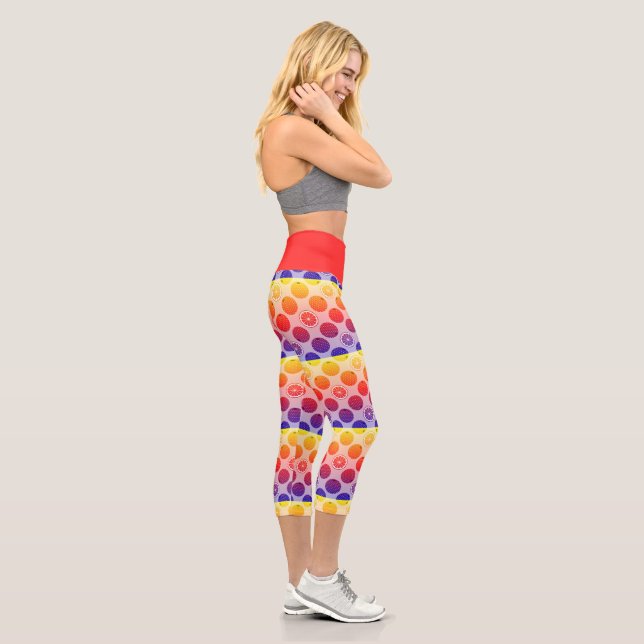 Rainbow PopArt Citrus Capri Leggings (Right)