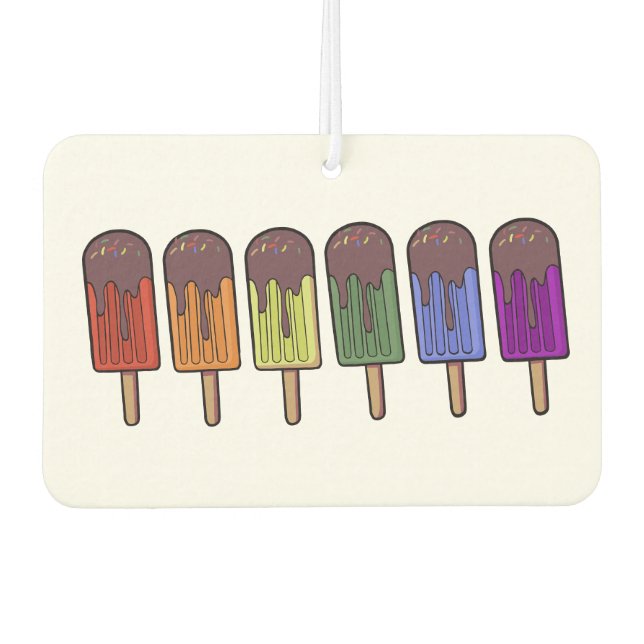 Rainbow Popsicle Parade Car Air Freshener (Front)
