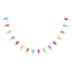 Rainbow Popsicles Kids Happy Birthday Bunting