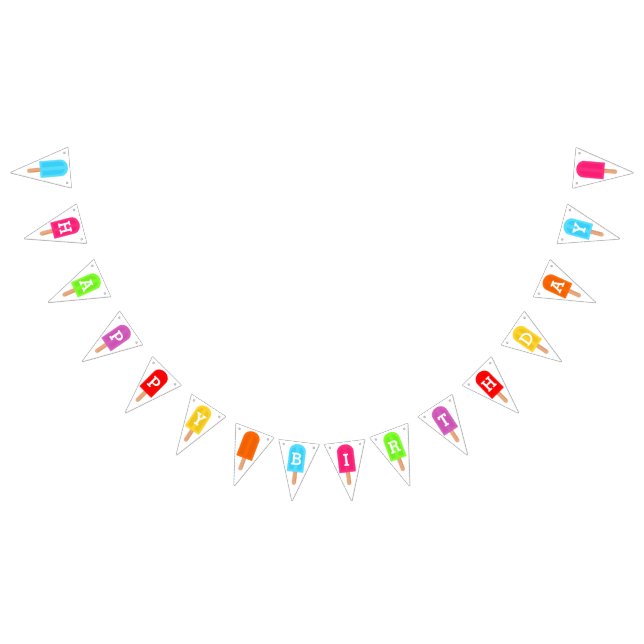 Rainbow Popsicles Kids Happy Birthday Bunting (All)