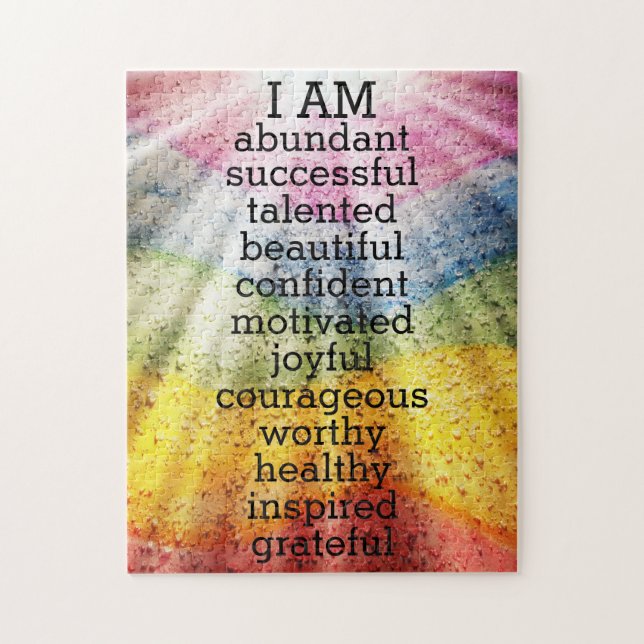 Rainbow Positive Affirmations  Business Card Magne Jigsaw Puzzle (Vertical)