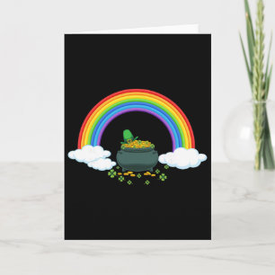 Rainbow Pot Of Gold Irish Shamrock St Patricks Day Card