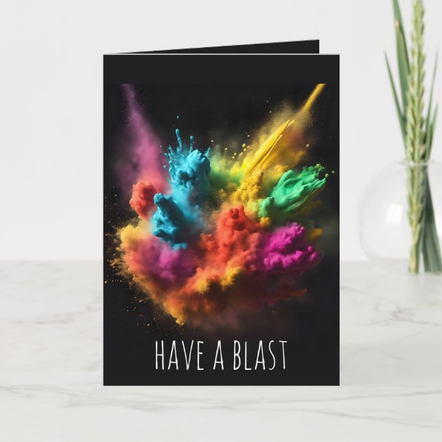 Rainbow Powder Blast Birthday Card (Front)