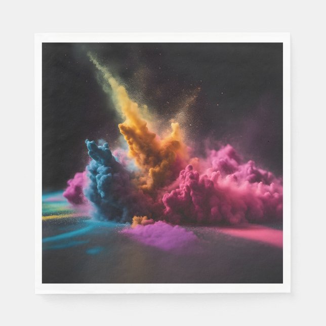 Rainbow Powder Blast On Black Napkin (Front)