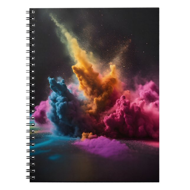 Rainbow Powder Blast On Black Notebook (Front)