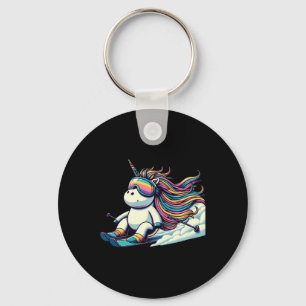 Rainbow Powder Rider Cute Alpine Unicorn Ski Key Ring