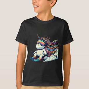 Rainbow Powder Rider Cute Alpine Unicorn Ski T-Shirt