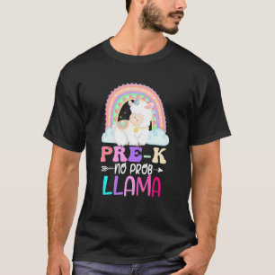 Rainbow Pre K No Prob Llama 100th Day Of School T-Shirt