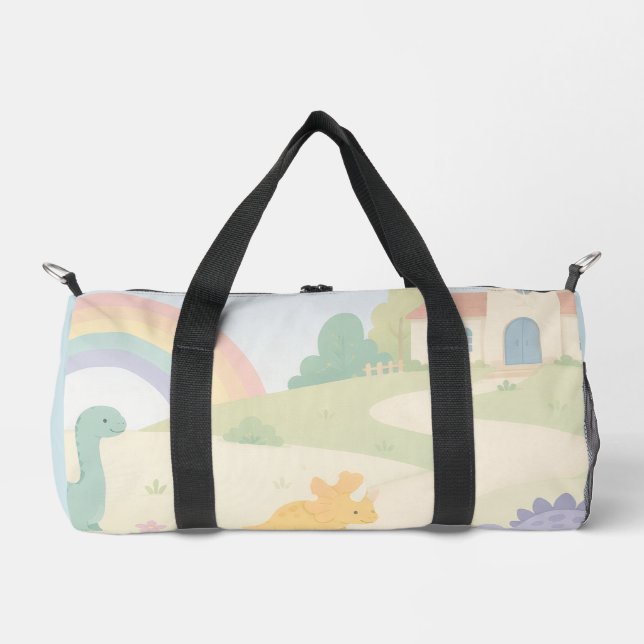 Rainbow Preschool Adventure with Dinosaur Friends Duffle Bag (Front)