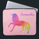 Rainbow Pretty Glitter Sparkle Unicorn Girl's Laptop Sleeve<br><div class="desc">This design may be personalised in the area provided by changing the photo and/or text. Or it can be customised by clicking Personalise this Template and then choosing the click to customise further option and delete or change the colour of the background, add text, change the text colour or style,...</div>