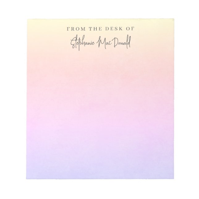 Rainbow pretty pastel gradient personalised notepad (Front)