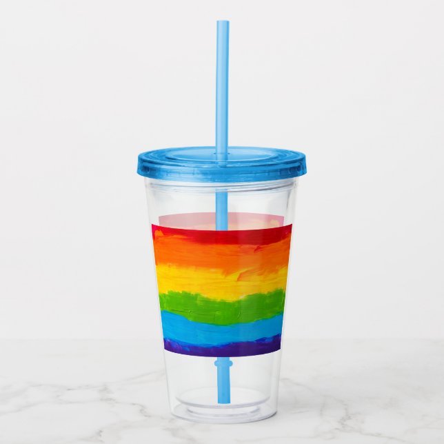 Rainbow Pride Acrylic Tumbler – LGBT Gay Lesbian  (Front)