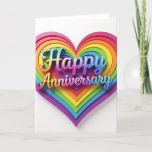 Rainbow Pride Anniversary Card, happy anniversary Holiday Card