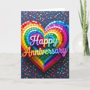 Rainbow Pride Anniversary Card, happy anniversary Holiday Card
