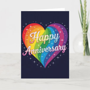 Rainbow Pride Anniversary Card, happy anniversary, Holiday Card