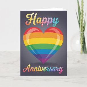 Rainbow Pride Anniversary Card, happy anniversary, Holiday Card