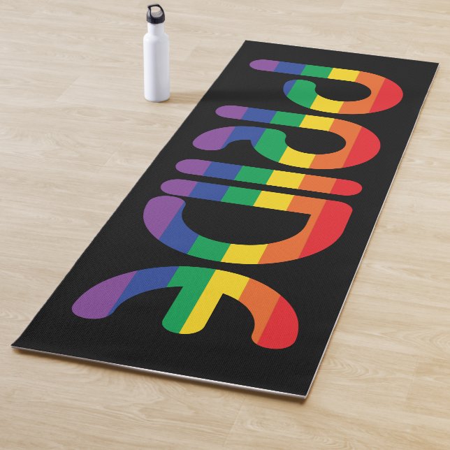 Rainbow Pride Balloon Letters Yoga Mat (In Situ)